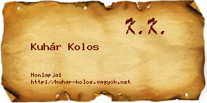 Kuhár Kolos névjegykártya